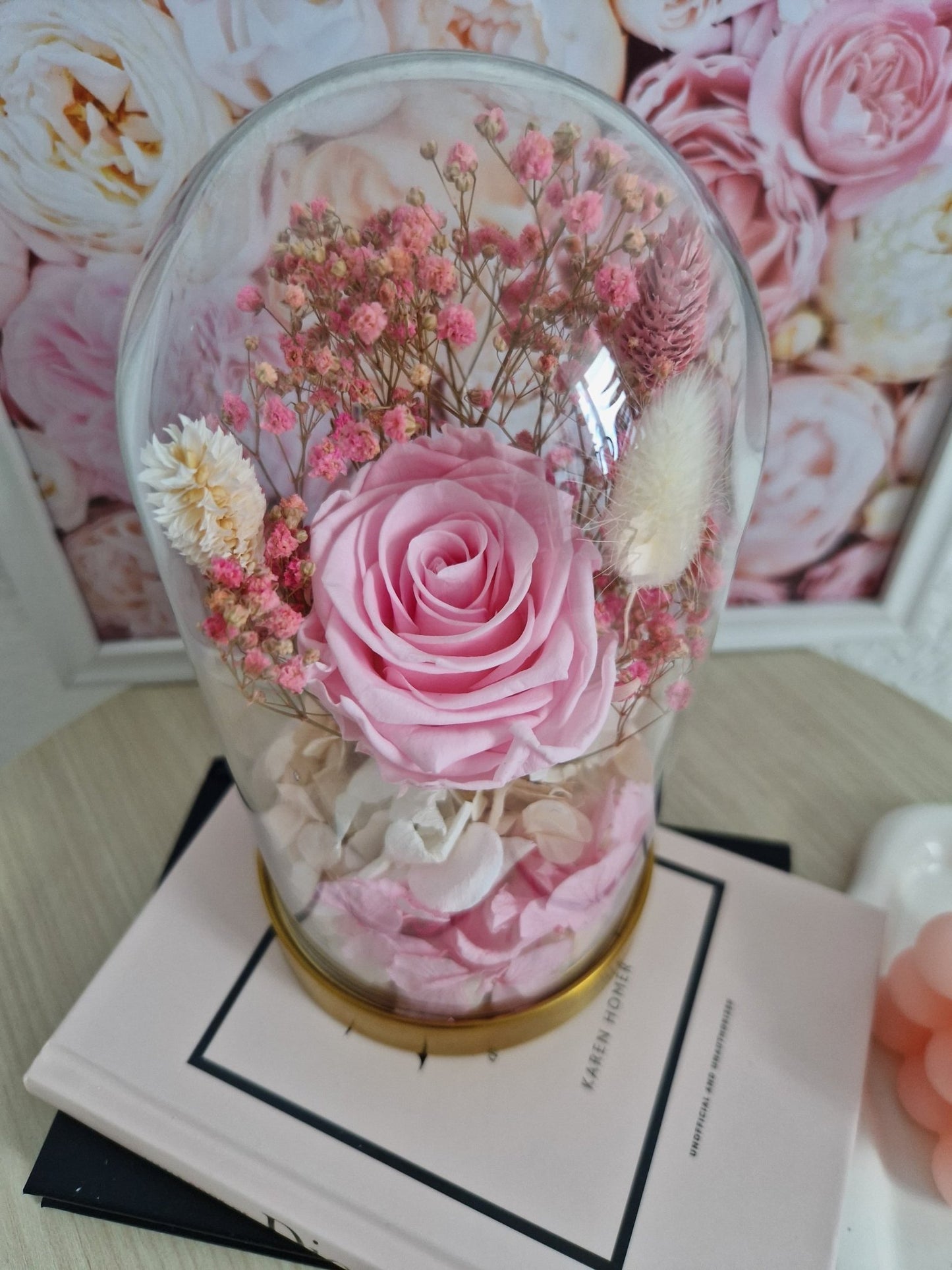 Rosy Glow Glass Dome - NICA FLORA
