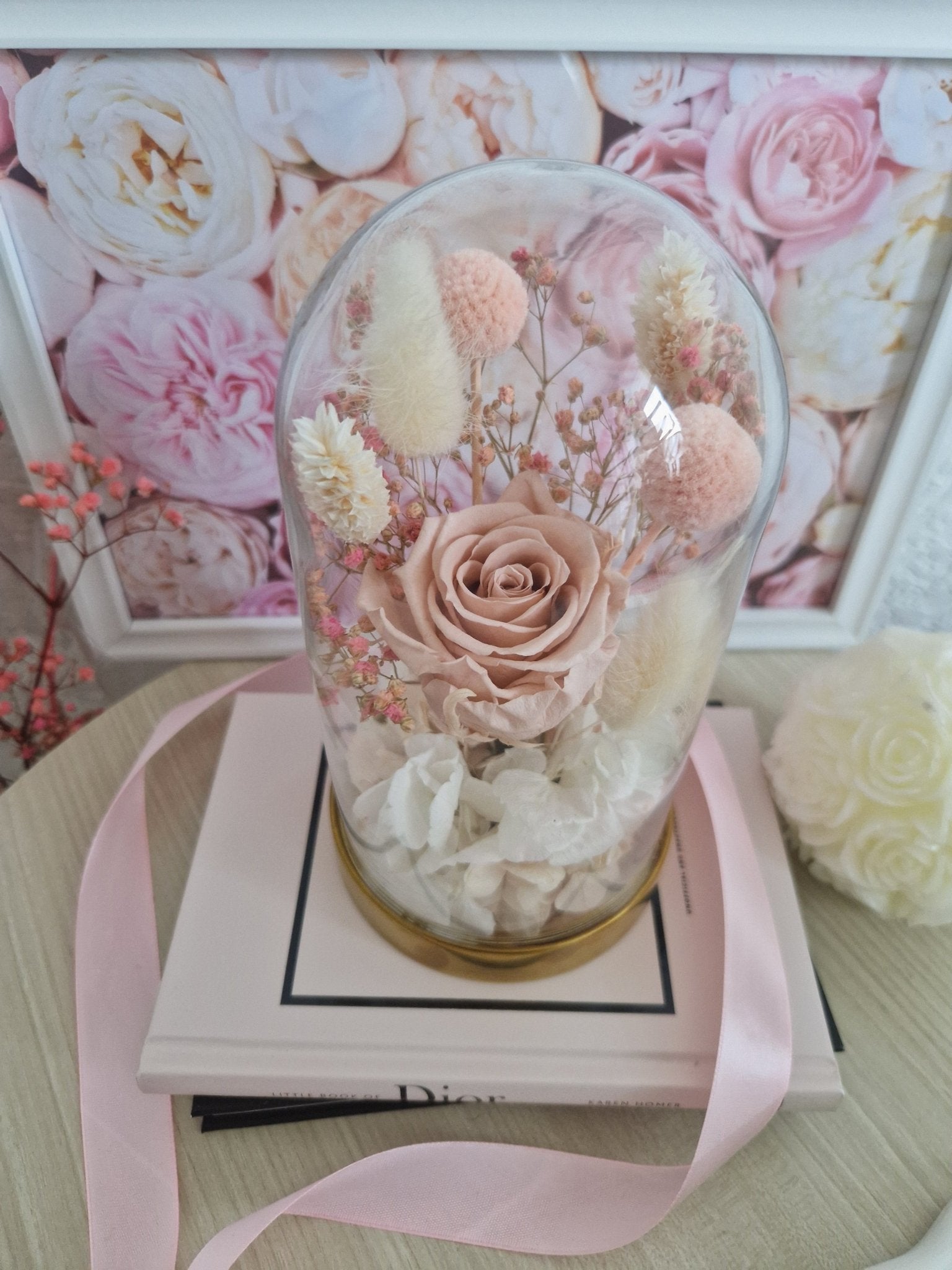 Antique Petal Charm Glass Dome - NICA FLORA